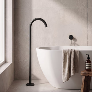 Reno matt black shower mixer tap in modern bathroom setting
