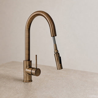 Reno Pull-Out Kitchen Mixer - Antique Brass