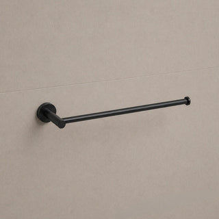 Reno matt black hand towel holder on white background full view