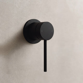 Reno matt black shower mixer tap on white background full view