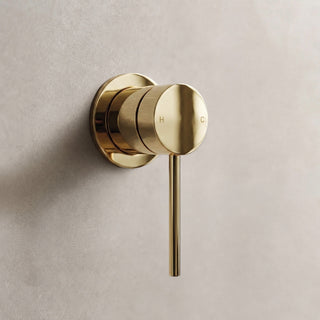 polished gold mixer tap for showers and freestanding baths
