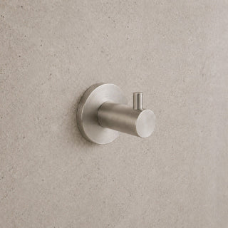Reno brushed nickel robe hook on white background full view
