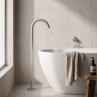 Reno brushed nickel shower mixer tap close-up showing handle and body detail